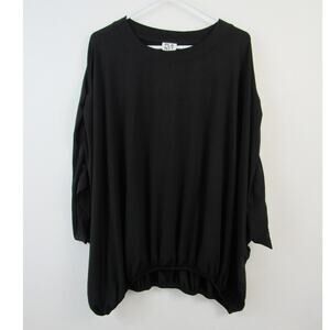Planet by Lauren G One Size Black Dolman Sleeve Top Scoop Neck Ruching Poncho